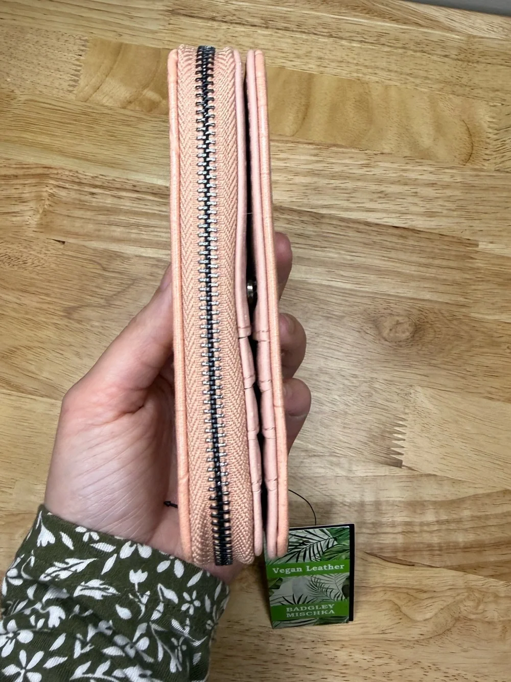 Badgley Mischka Croco Coin Purse Wallet Blush Pink Vegan Leather NWT $39